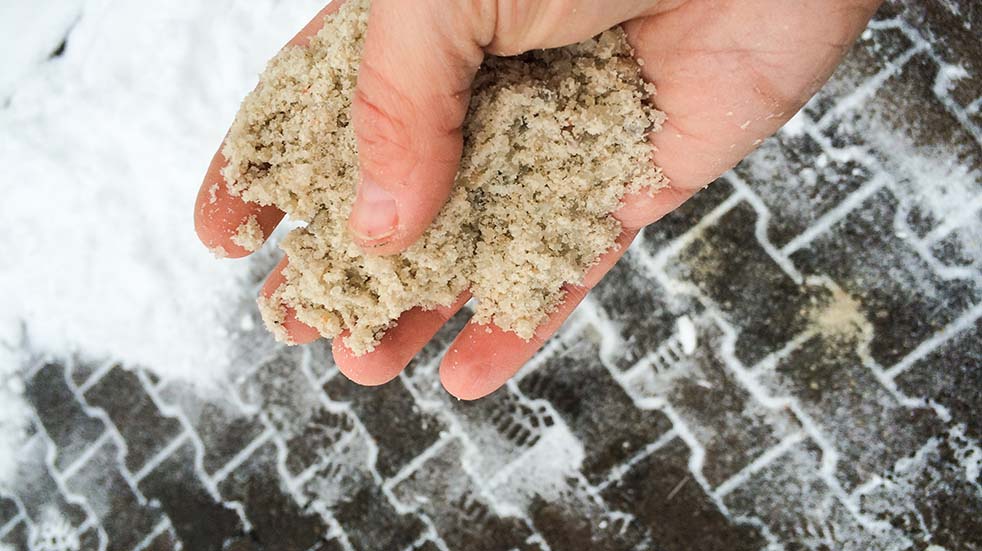 Autumn DIY sand icy path